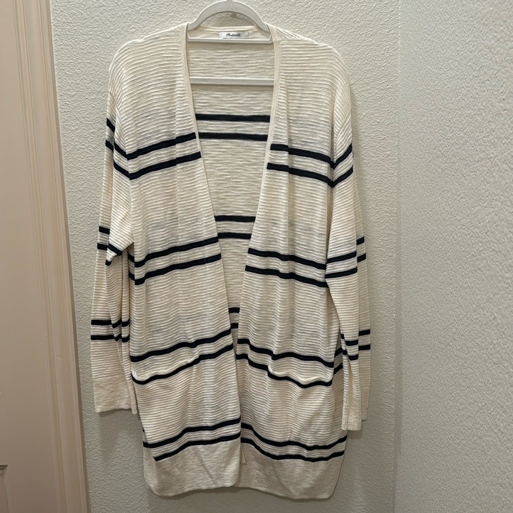 Light weight, strioed Madewell cardigan size L-XL